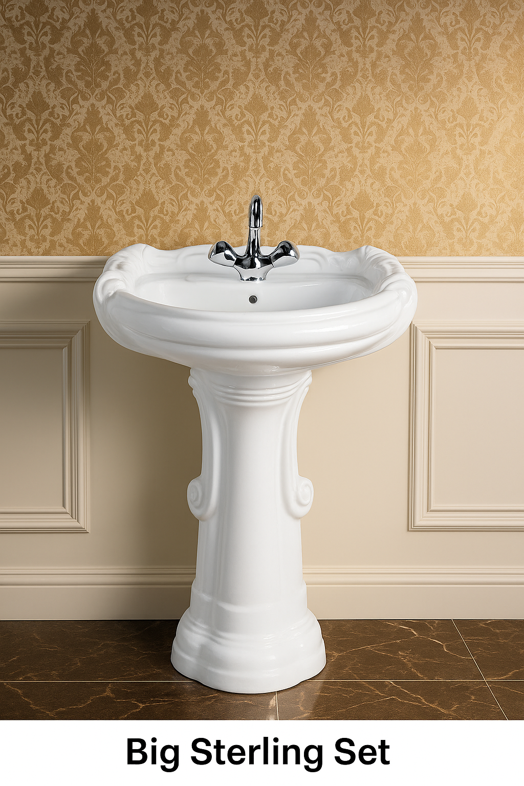 Ce lavabo sur pied au design classique et élégant apporte une touche de noblesse à votre salle de bain. Fabriqué en céramique de haute qualité, il offre à la fois robustesse et raffinement