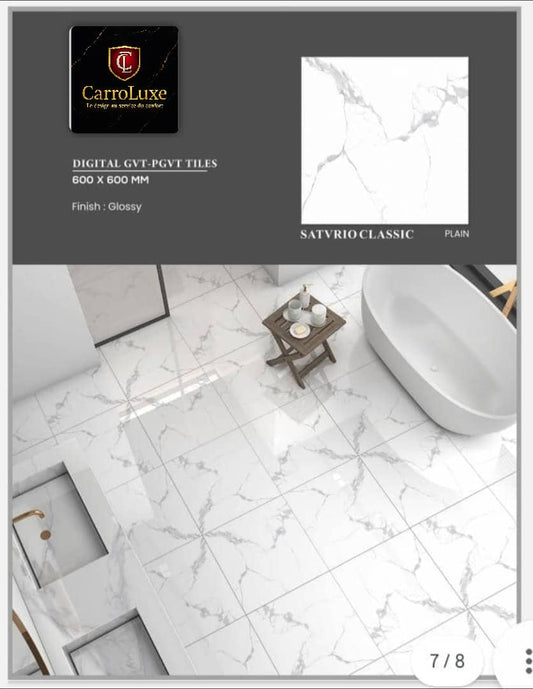 CarroLuxe Satvrio Classic – Élégance en Carrelage Marbré Glossy 60/60