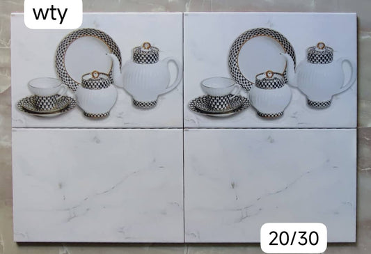 Élégance Intemporelle – Carrelage Mural 20x30 cm avec Décor Service à Thé