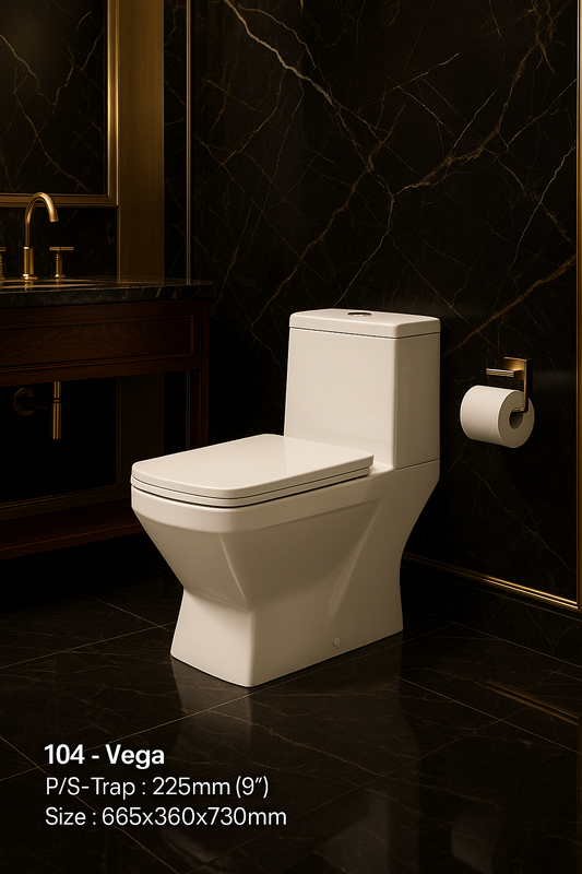 Ce WC au style angulaire et contemporain offre un excellent confort avec un système P/S Trap de 225 mm. Dimensions compactes : 665x360x730 mm, idéal pour les salles de bains modernes.
