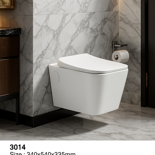 Toilette suspendue au design épuré, idéales pour les salles de bain contemporaines. Compact et élégant, il offre un gain d'espace tout en facilitant nettoyage. dimension 340-540-335 mm