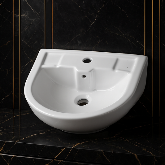 Lavabo mural en céramique blanc - DESIGN COMPACT